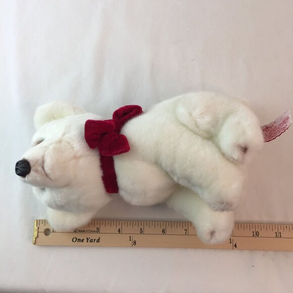Vintage Russ Berrie White Polar Bear Plush 9" Red Bow Stuffed Animal Toy #33134 - Picture 9 of 9